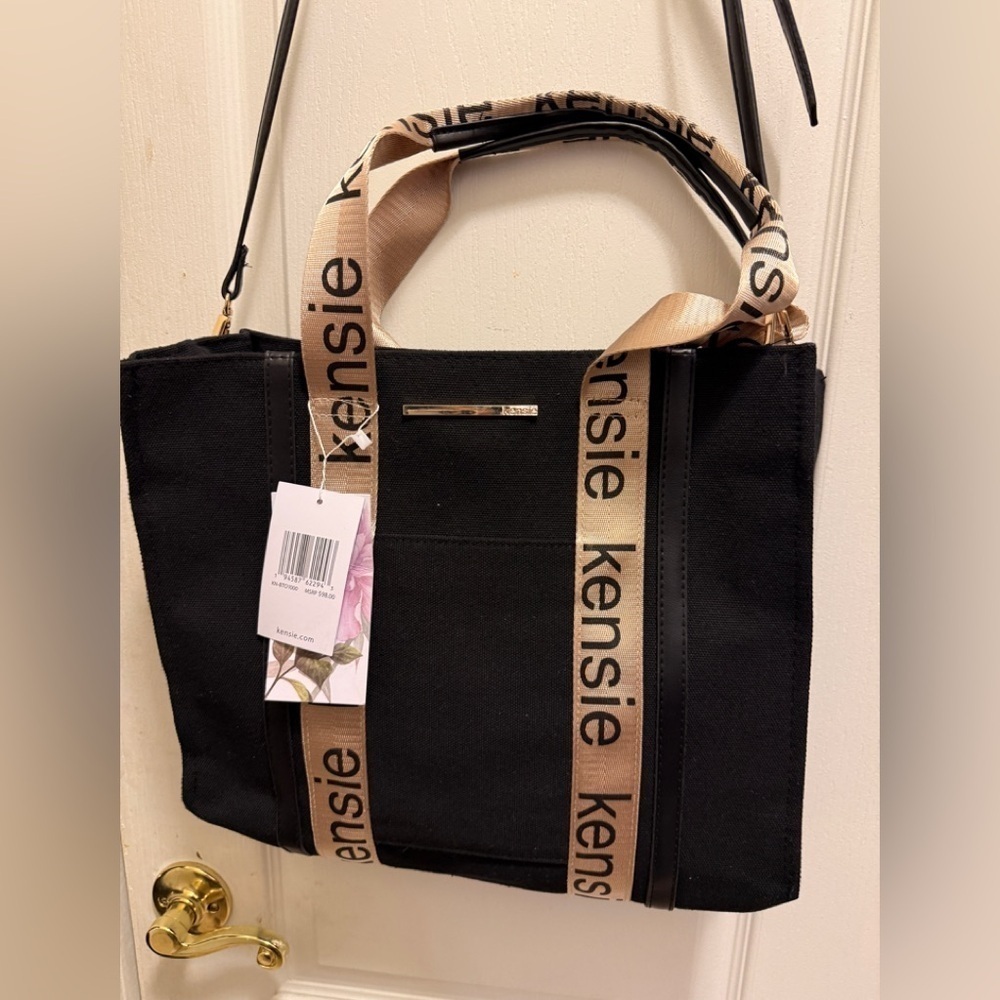 Kensie Tote Black and Cream And Copper. Large Brand New With Tags. MSRP